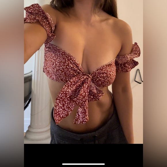 Red & White Strapless Top - Picture 7 of 8